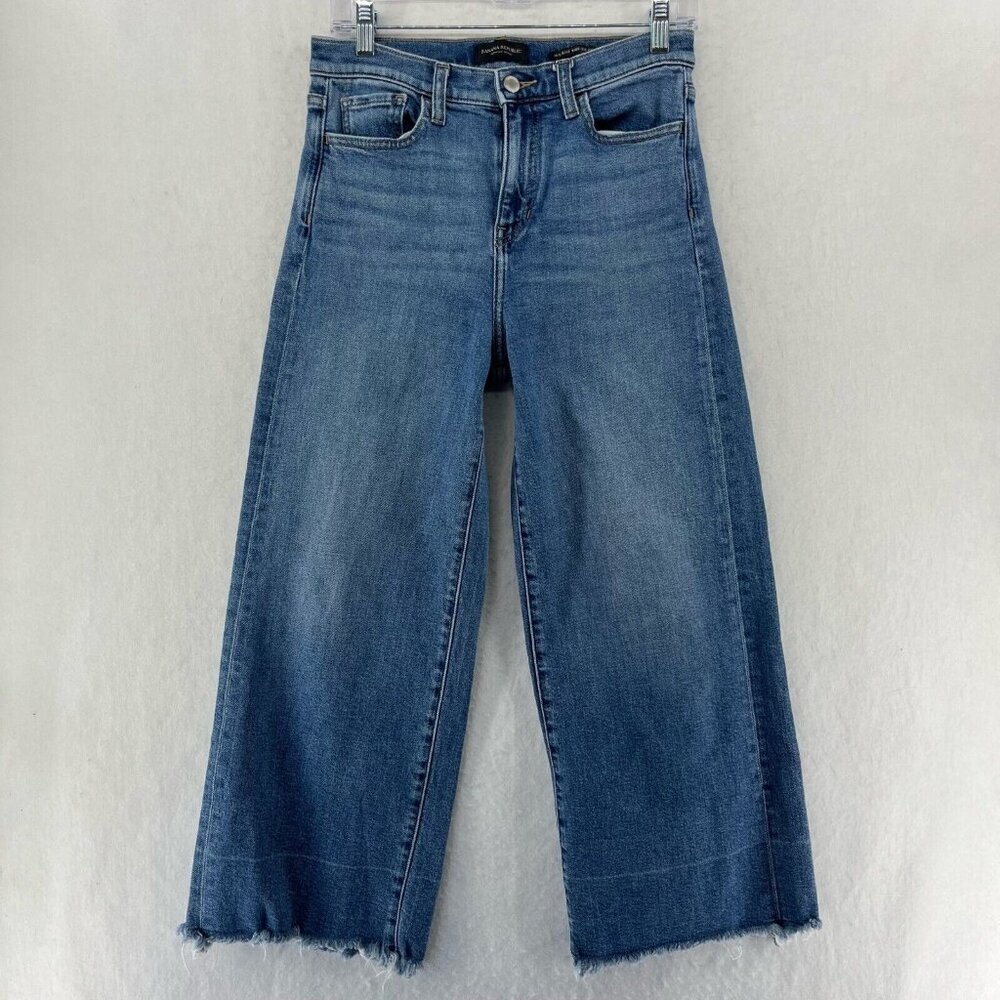 Wide Leg Cropped Jeans - Blue